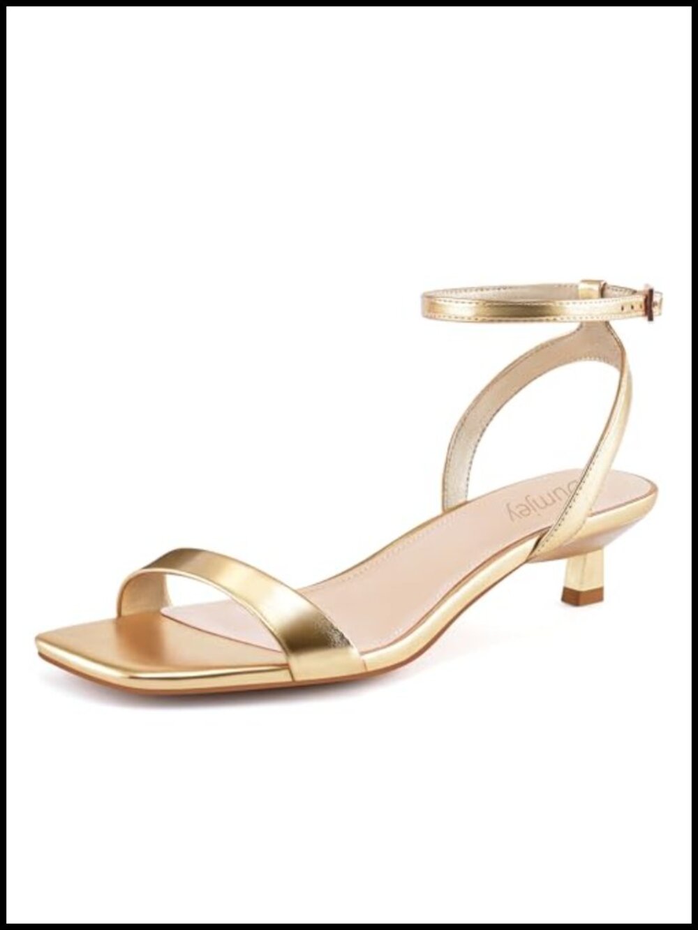 Faux Leather Kitten Heels Ankle Strap Open Toe Low Heel Sandals Wedding Party